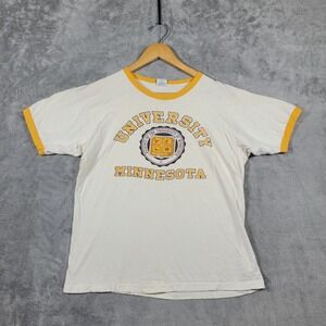 Vintage University Of Minnesota T Shirt Large Champion Tag White Yellow 70s 80s